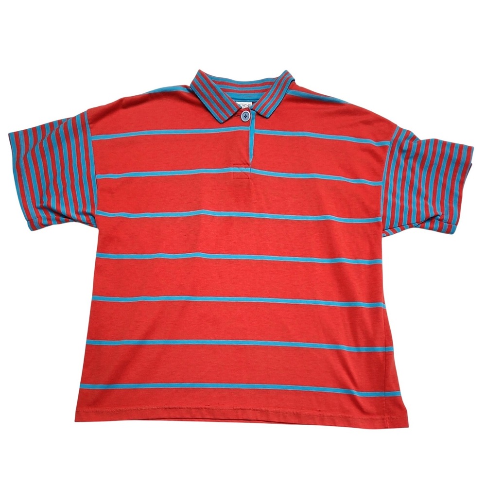 The Chesterfield Woman Vintage Striped Polo Shirt Red Blue Y2K 90s Size 20W